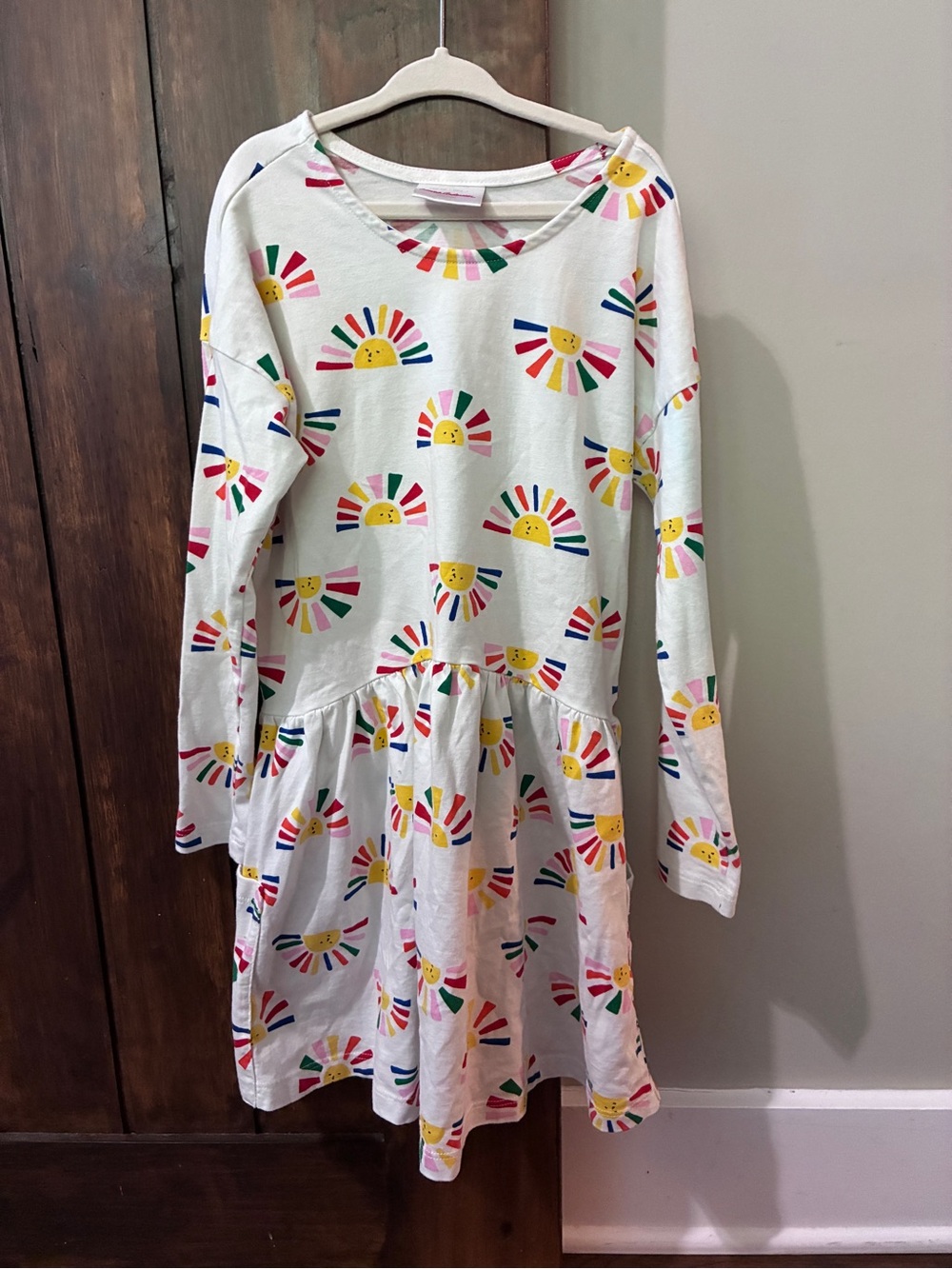 Hanna Anderson Rising Sun Rainbow Mixie Skater Dress 6/7 EUC Cotton & Pockets